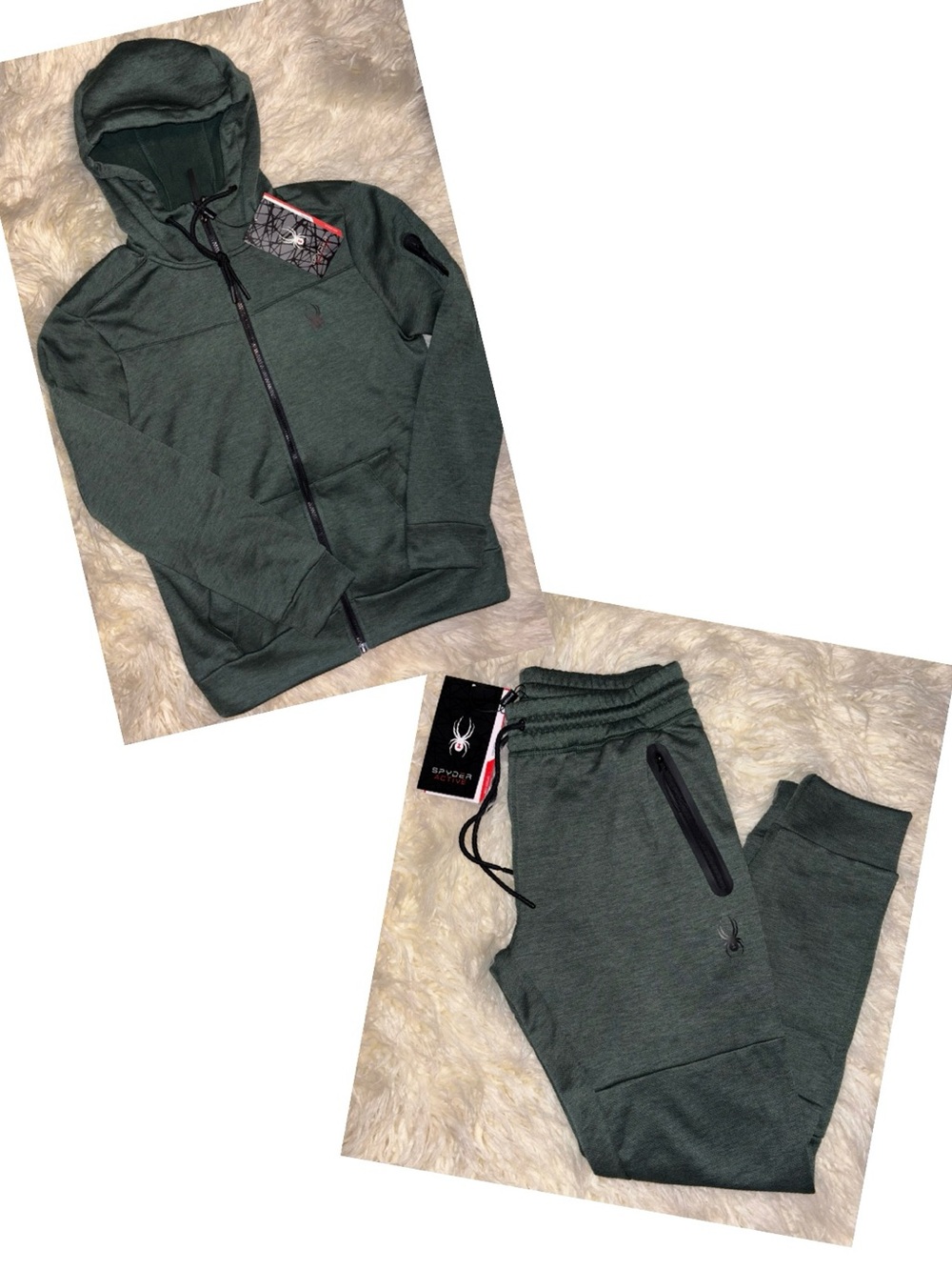 Spyder 2 Piece Performance Zip Up Hoodie and Jogger Sweatpants Small NWT